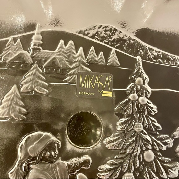 VTG Mikasa Crystal Christmas Dish Made in Germany Holiday Footed Pedestal Bowl - Picture 4 of 10